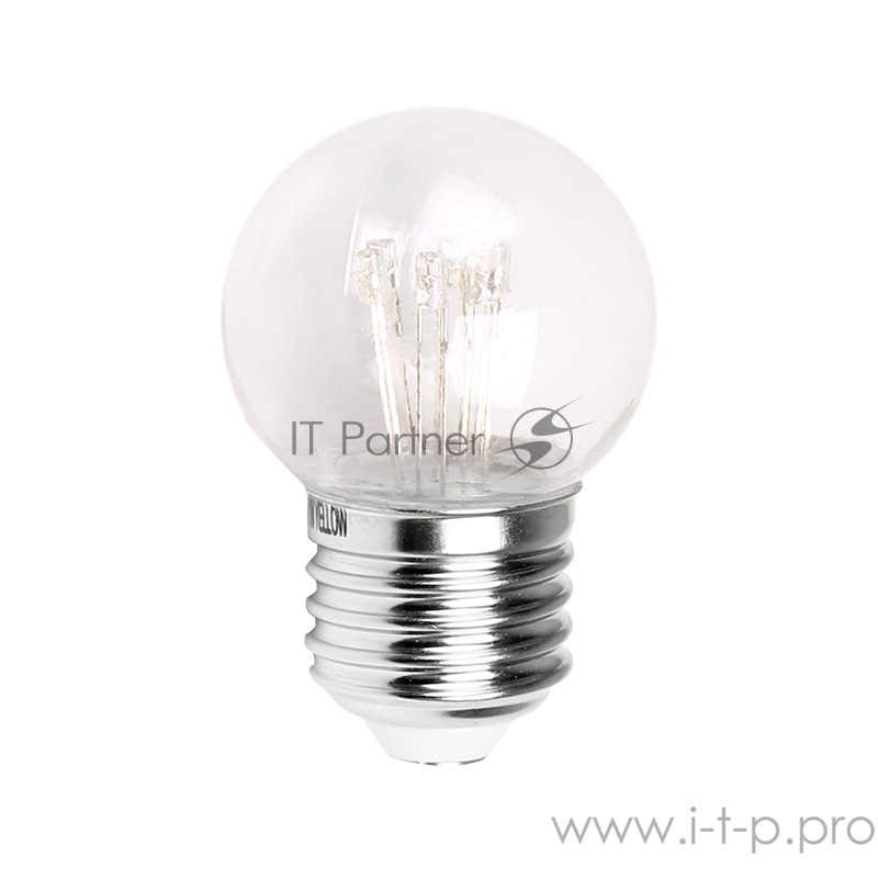 Лампа шар e27 6 LED Ø45мм - ТЕПЛЫЙ БЕЛЫЙ, прозрачная колба, эффект лампы накаливания