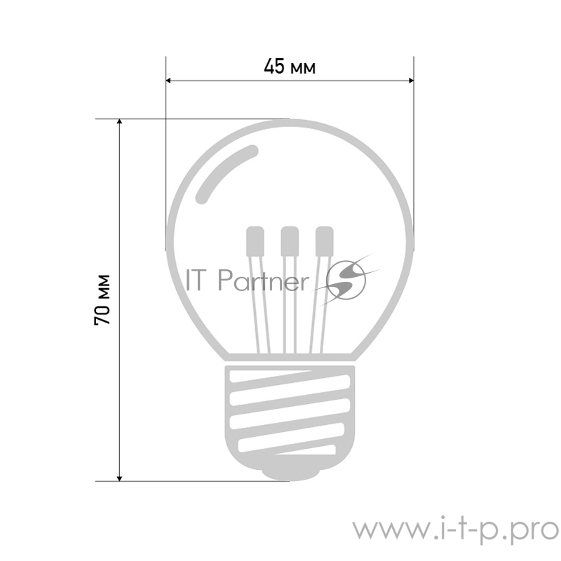 Лампа шар e27 6 LED Ø45мм - красная, прозрачная колба, эффект лампы накаливания
