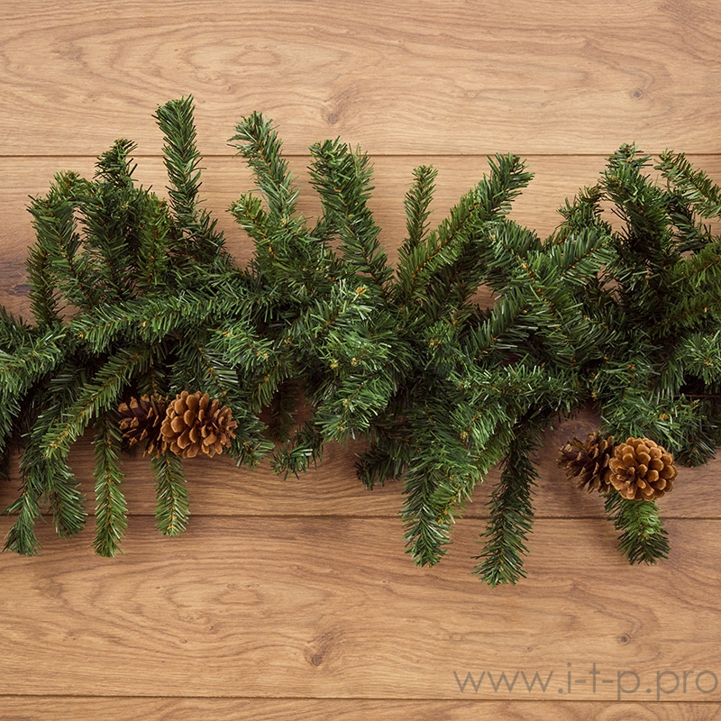 Еловый шлейф 2,7 м с шишками, объем 36 см