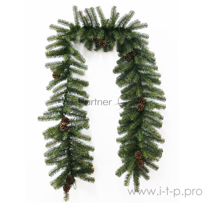 Еловый шлейф 2,7 м с шишками, объем 36 см