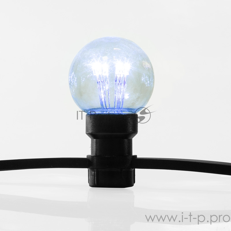 Гирлянда LED Galaxy Bulb String 10м, черный КАУЧУК, 30 ламп*6 LED СИНИЕ, влагостойкая IP65