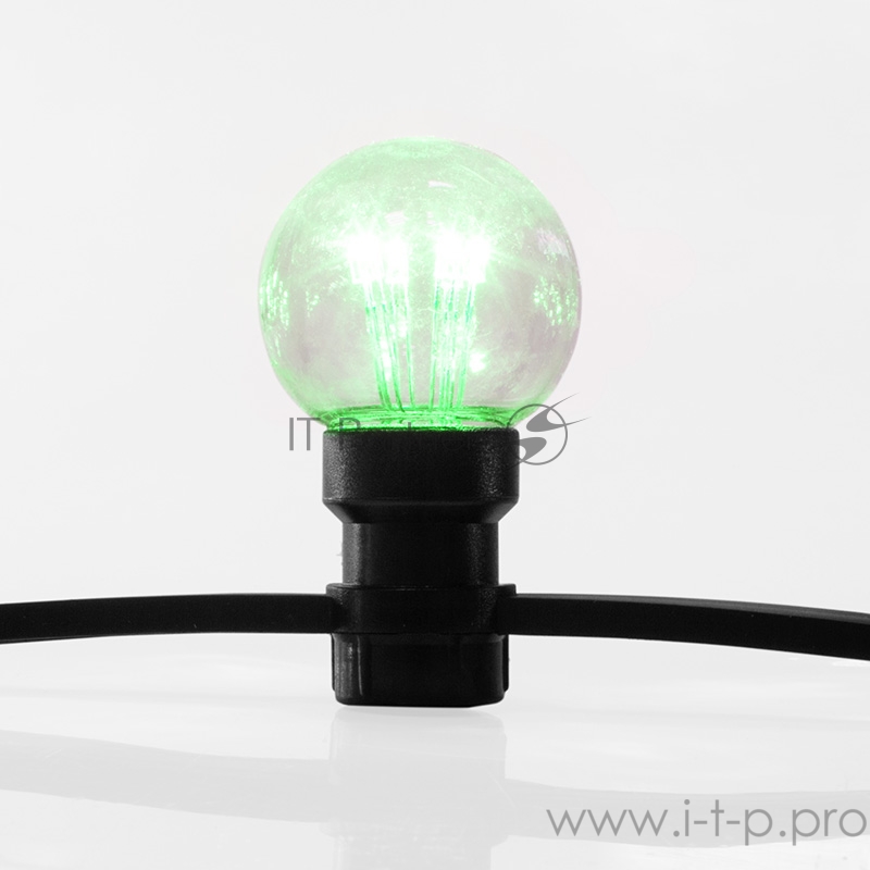 Гирлянда LED Galaxy Bulb String 10м, черный КАУЧУК, 30 ламп*6 LED ЗЕЛЕНЫЕ, влагостойкая IP65