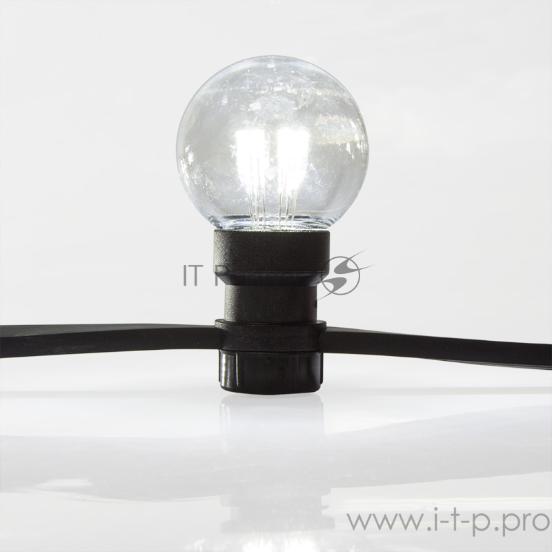 Гирлянда LED Galaxy Bulb String 10м, черный КАУЧУК, 30 ламп*6 LED БЕЛЫЕ, влагостойкая IP65