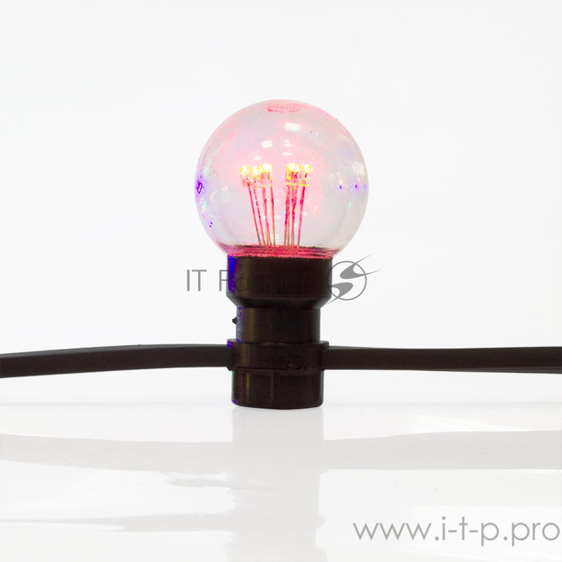 Гирлянда LED Galaxy Bulb String 10м, черный КАУЧУК, 30 ламп*6 LED МУЛЬТИ, влагостойкая IP65
