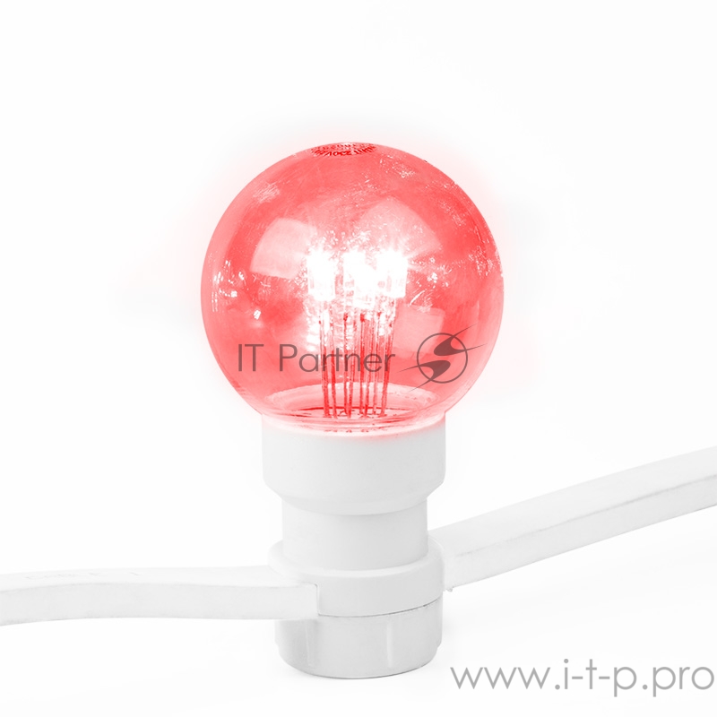 Гирлянда LED Galaxy Bulb String 10м, белый КАУЧУК, 25 ламп*6 LED КРАСНЫЕ, влагостойкая IP65