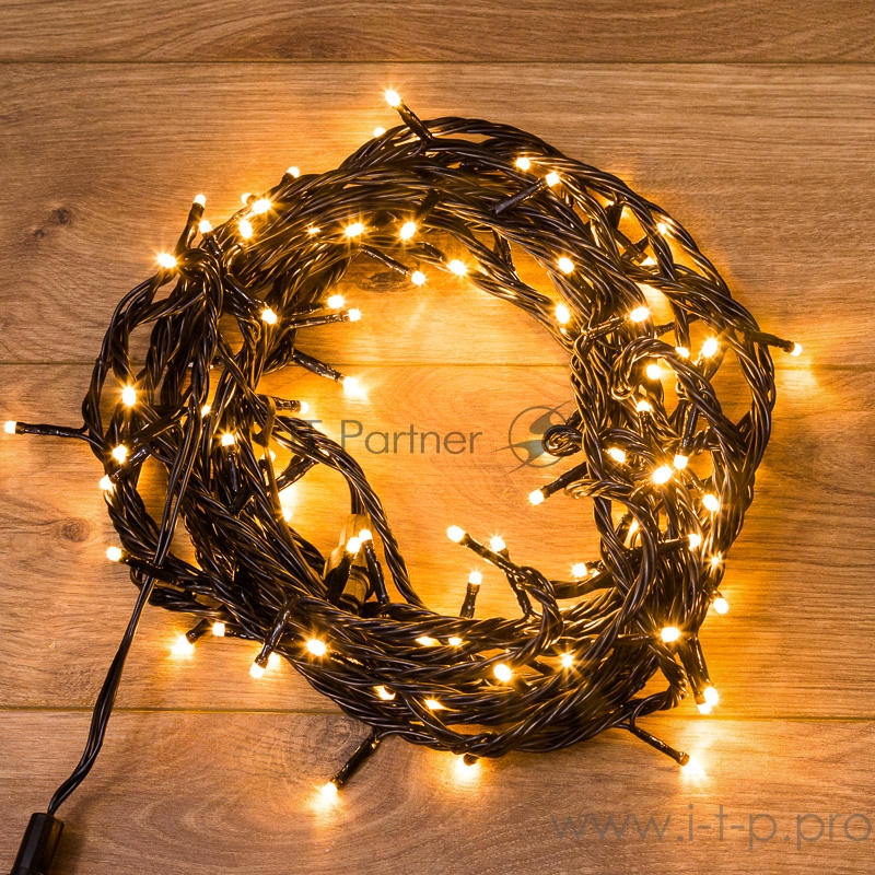 Гирлянда Твинкл Лайт 10 м, черный ПВХ, 100 диодов, цвет ТЕПЛЫЙ БЕЛЫЙ