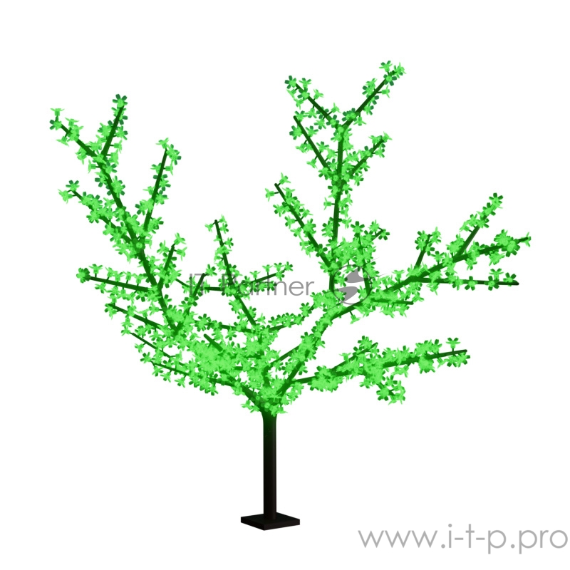 Светодиодное дерево Сакура, высота 1,5м, диаметр кроны 1,8м, зеленые светодиоды, IP 65, понижающий трансформатор в комплекте, NEON-NIGHT