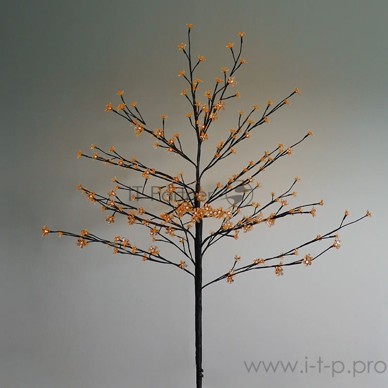 Дерево комнатное Сакура, коричневый цвет ствола и веток, высота 1.2 метра, 80 светодиодов теплого белого цвета, трансформатор IP44 NEON-NIGHT