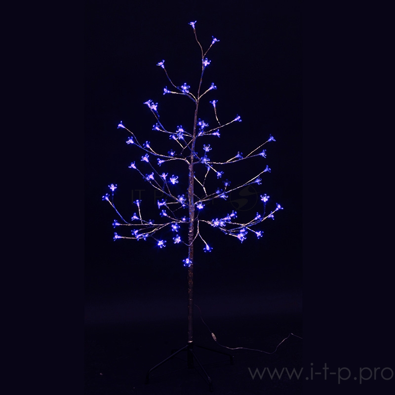 Дерево комнатное Сакура, ствол и ветки фольга, высота 1.2 метра, 80 светодиодов синего цвета, трансформатор IP44 NEON-NIGHT