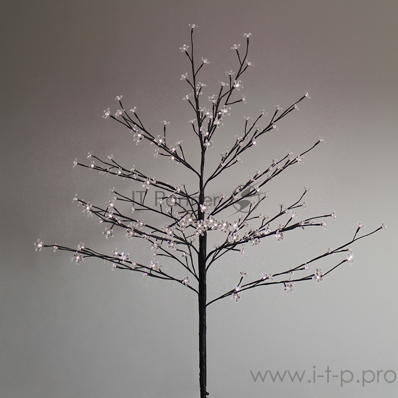 Дерево комнатное Сакура, коричневый цвет ствола и веток, высота 1.2 метра, 80 светодиодов белого цвета, трансформатор IP44 NEON-NIGHT