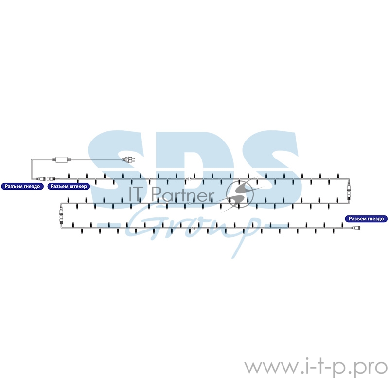 Гирлянда модульная Дюраплей LED 20м 200 LED черный каучук Белая