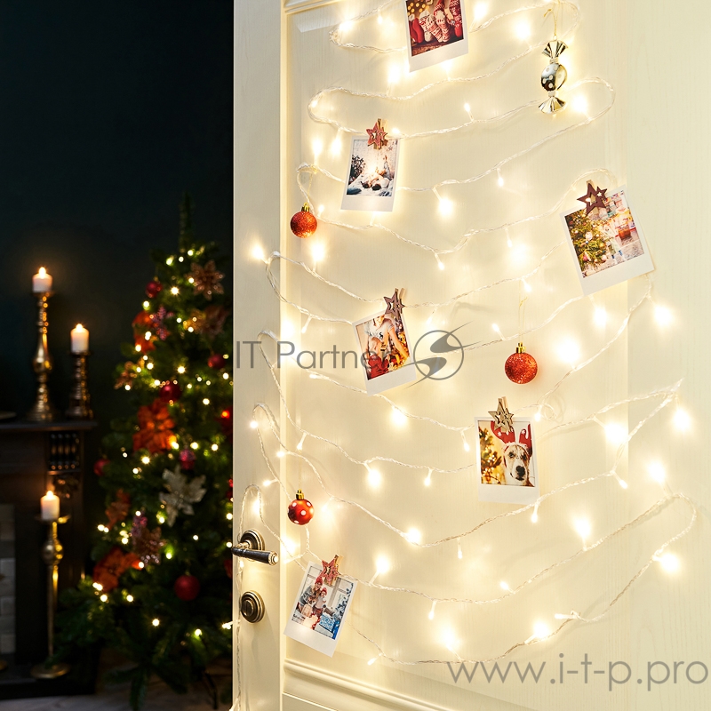 Гирлянда Твинкл Лайт 6 м, прозрачный ПВХ, 40 LED, цвет ТЕПЛЫЙ БЕЛЫЙ
