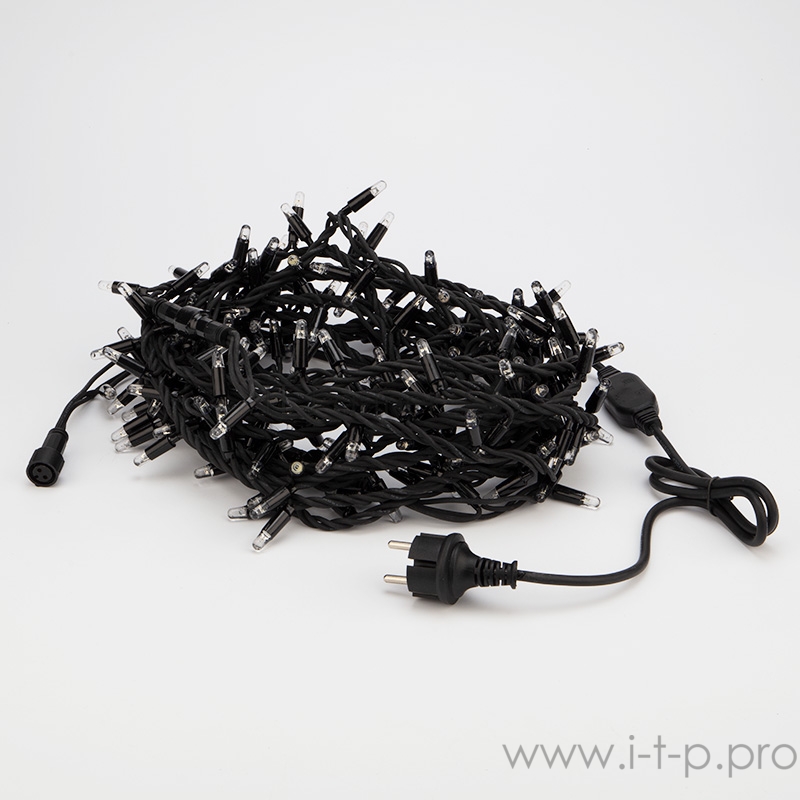 Гирлянда «Кластер» 10 м, 200 LED, черный каучук, IP67, соединяемая, цвет свечения белый NEON-NIGHT