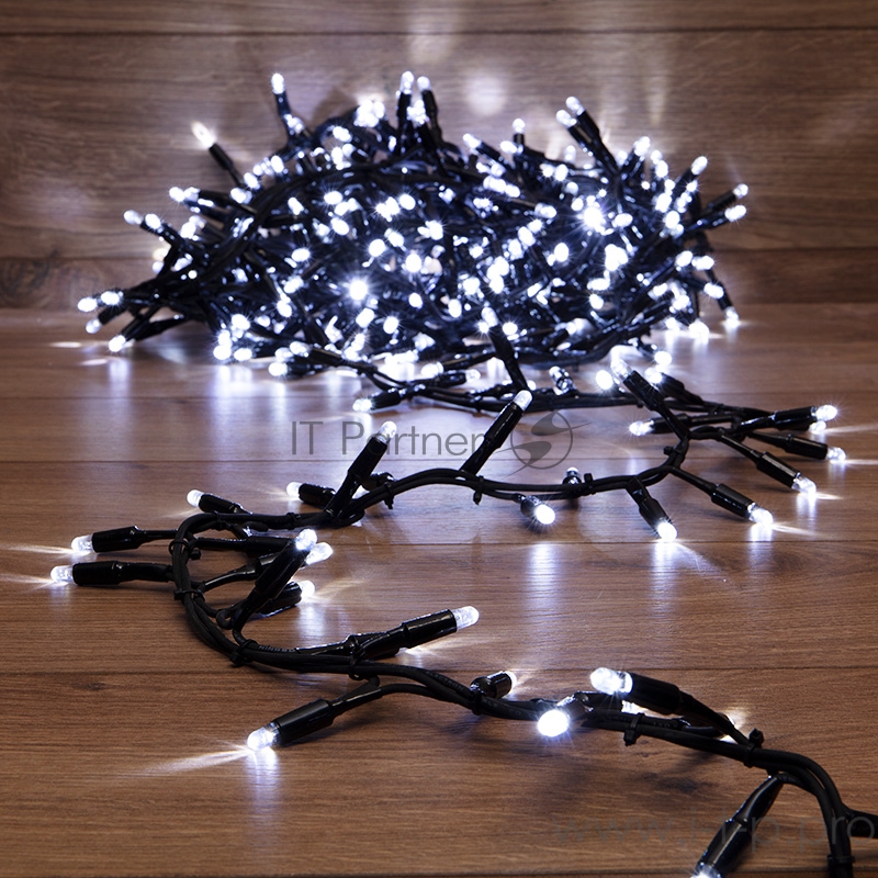 Гирлянда «Кластер» 10 м, 400 LED, черный каучук, IP67, соединяемая, цвет свечения белый NEON-NIGHT