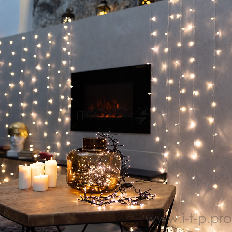 Гирлянда «Кластер LED» 3 м, темно-зеленый ПВХ IP20, 288 диодов, цвет теплый белый