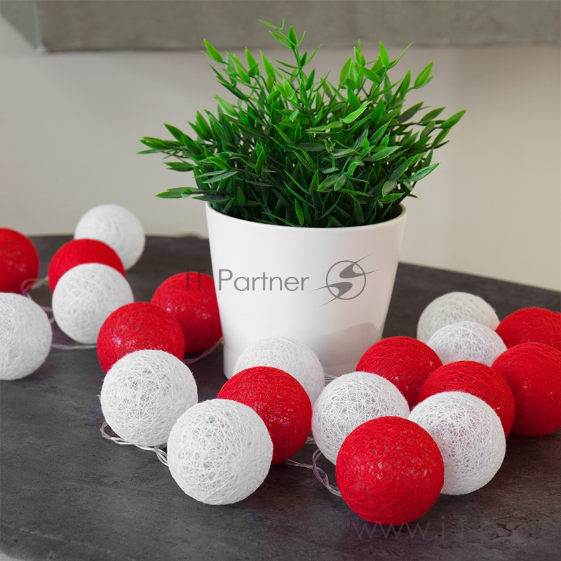 Тайские фонарики «Магия» 3,5 м, прозрачный ПВХ, 20 LED, теплый белый, питание 2 х АА (батарейки не в комплекте)