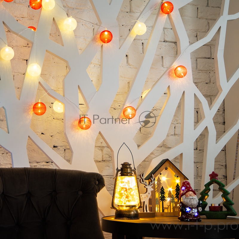 Тайские фонарики «Магия» 3,5 м, прозрачный ПВХ, 20 LED, теплый белый, питание 2 х АА (батарейки не в комплекте)