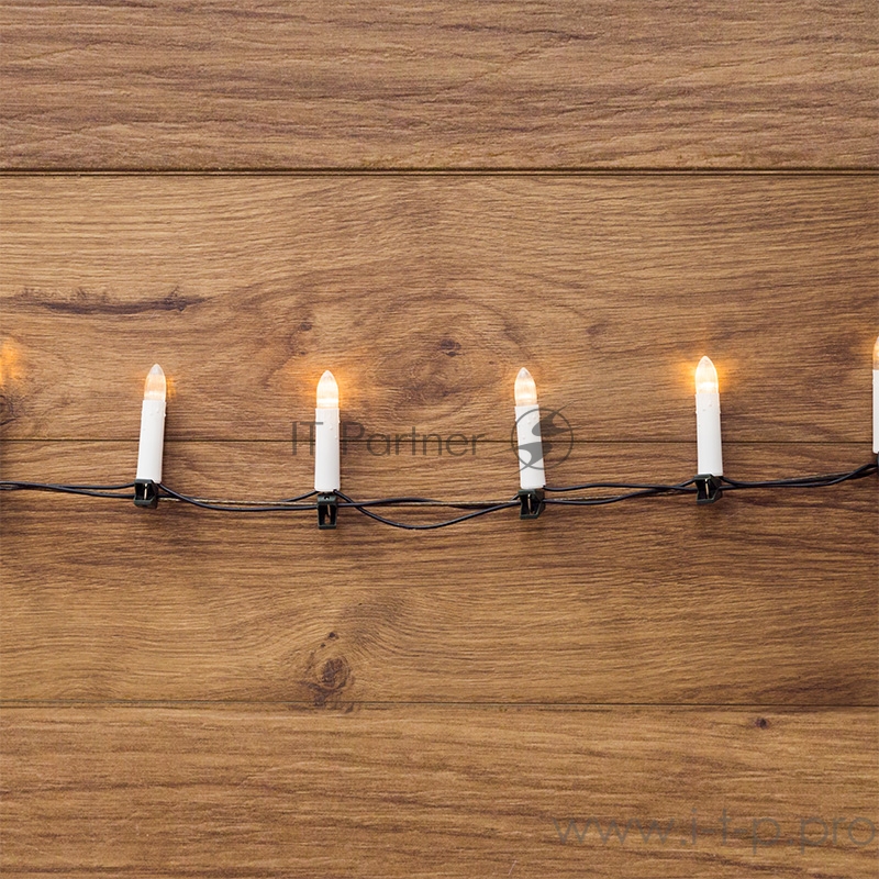 Гирлянда Свечи 10м, темно-зеленый ПВХ, 50 LED ТЕПЛЫЙ БЕЛЫЙ