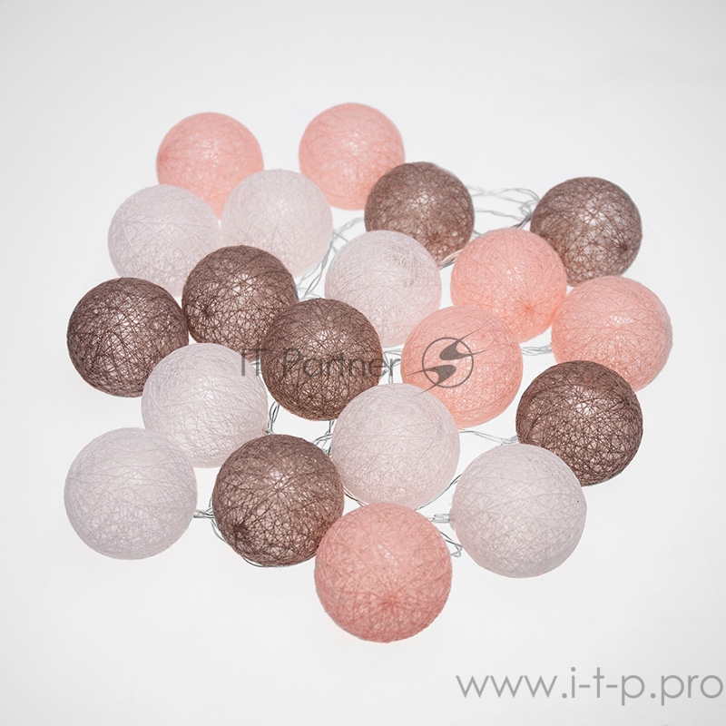 Тайские фонарики «Вельвет» 3,5 м, прозрачный ПВХ, 20 LED, теплый белый, питание 2 х АА (батарейки не в комплекте)