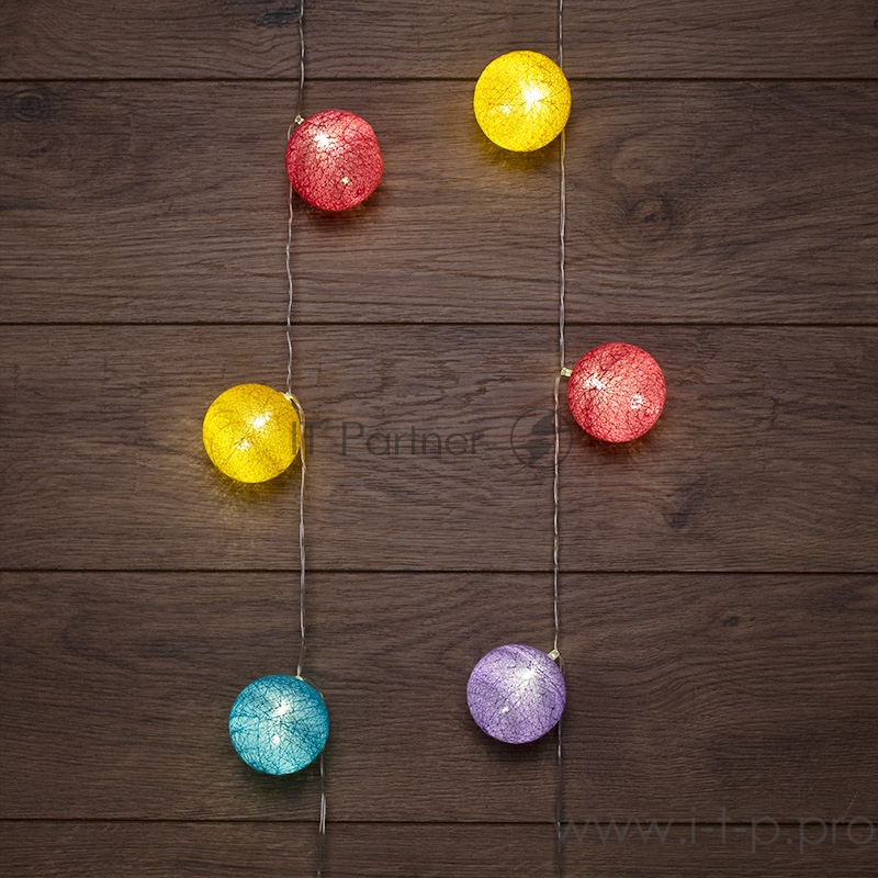 Тайские фонарики «Фейерверк» 1,5 м, прозрачный ПВХ, 10 LED, теплый белый, питание 2 х АА (батарейки не в комплекте)