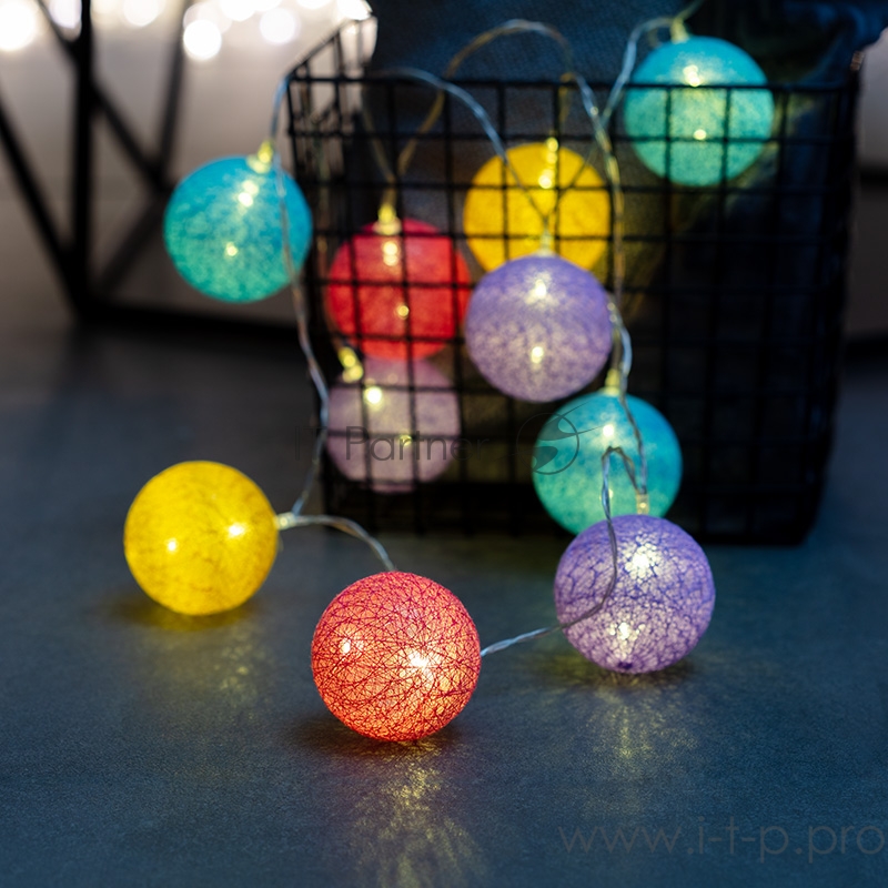 Тайские фонарики «Фейерверк» 1,5 м, прозрачный ПВХ, 10 LED, теплый белый, питание 2 х АА (батарейки не в комплекте)