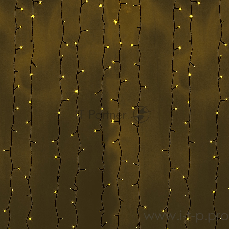 Гирлянда Светодиодный Дождь 2х3м, постоянное свечение, черный провод, 230 В, диоды ЖЁЛТЫЕ, 760 LED