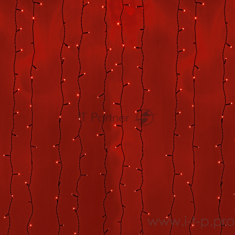 Гирлянда Светодиодный Дождь 2х3м, постоянное свечение, черный провод, 230 В, диоды КРАСНЫЕ, 760 LED