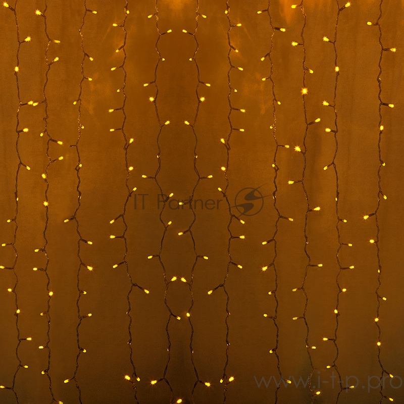 Гирлянда Светодиодный Дождь 2х3м, постоянное свечение, прозрачный провод, 230 В, диоды ЖЁЛТЫЕ, 760 LED