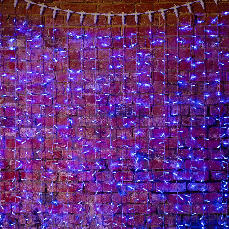 Гирлянда Светодиодный Дождь 2х3м, постоянное свечение, прозрачный провод, 230 В, диоды СИНИЕ, 760 LED