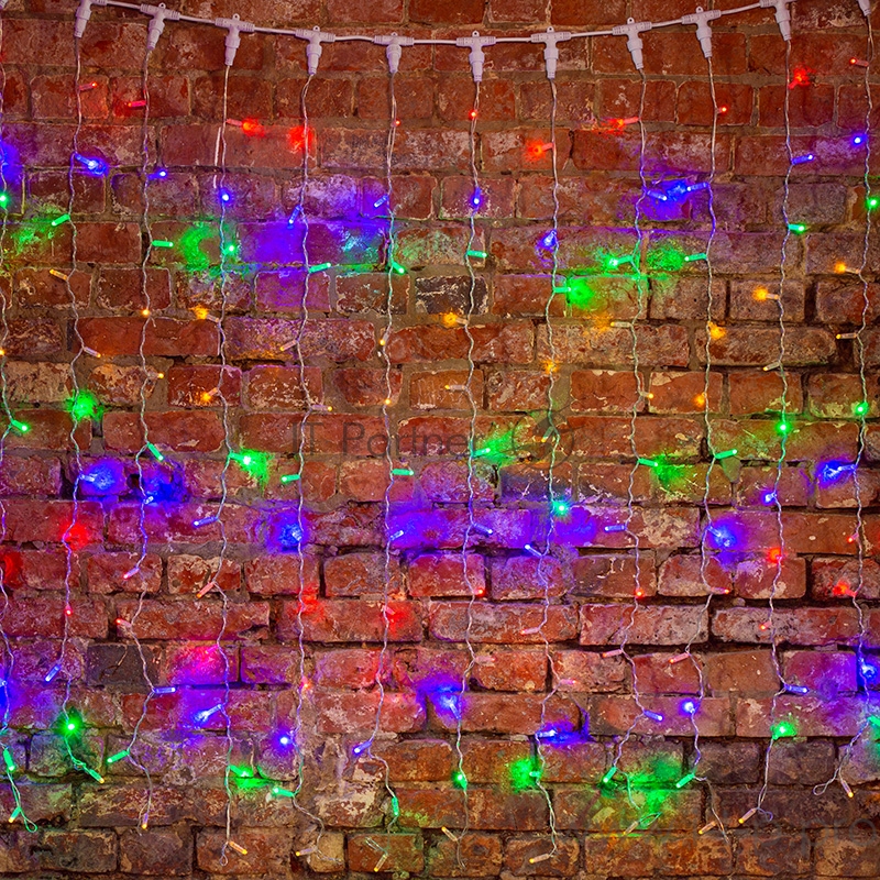 Гирлянда Светодиодный Дождь 2х3м, постоянное свечение, прозрачный провод, 230 В, диоды МУЛЬТИ, 448 LED NEON-NIGHT