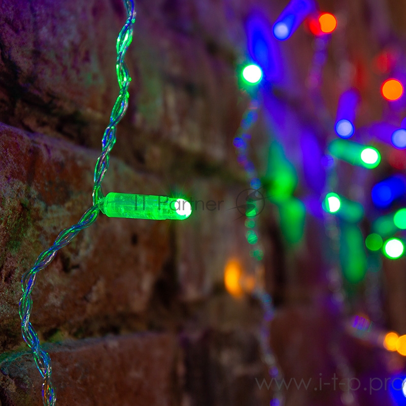 Гирлянда Светодиодный Дождь 2х3м, постоянное свечение, прозрачный провод, 230 В, диоды МУЛЬТИ, 448 LED NEON-NIGHT