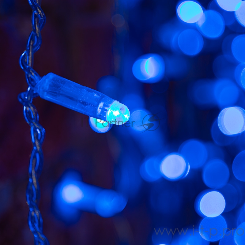 Гирлянда Светодиодный Дождь 2х3м, постоянное свечение, прозрачный провод, 230 В, диоды СИНИЕ, 448 LED