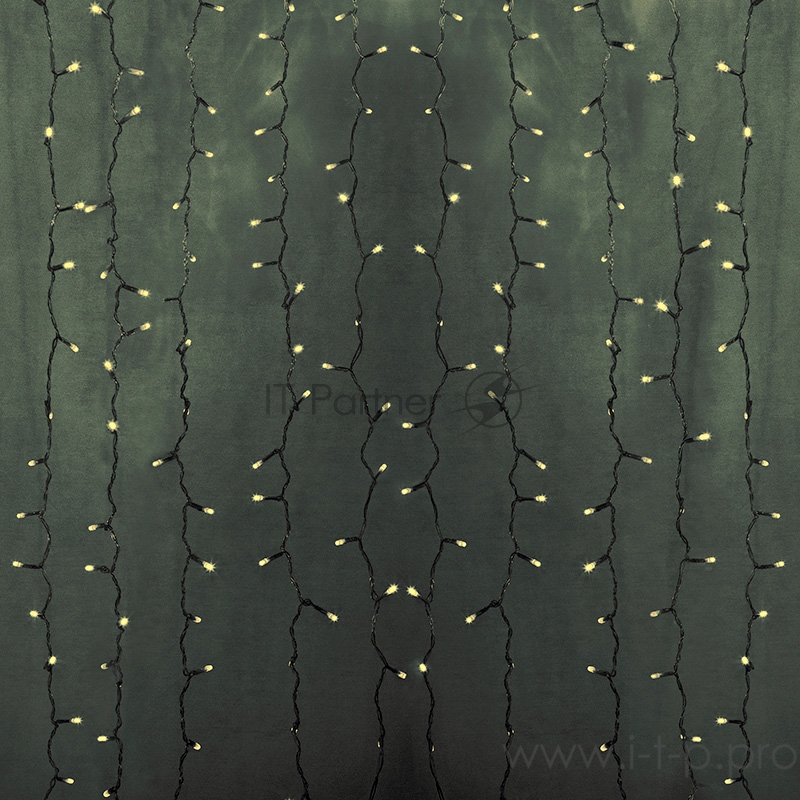 Гирлянда Светодиодный Дождь 2х9м, постоянное свечение, прозрачный провод, 230 В, диоды ТЕПЛЫЙ БЕЛЫЙ, 1200 LED