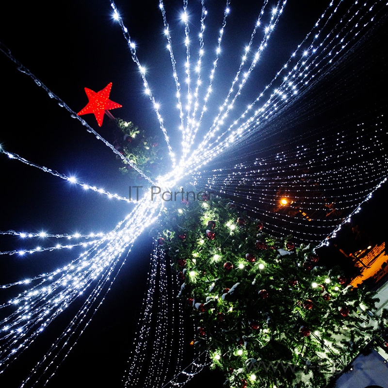 Гирлянда Светодиодный Дождь 2х9м, эффект водопада, прозрачный провод, 24В, диоды БЕЛЫЕ, 480 LED