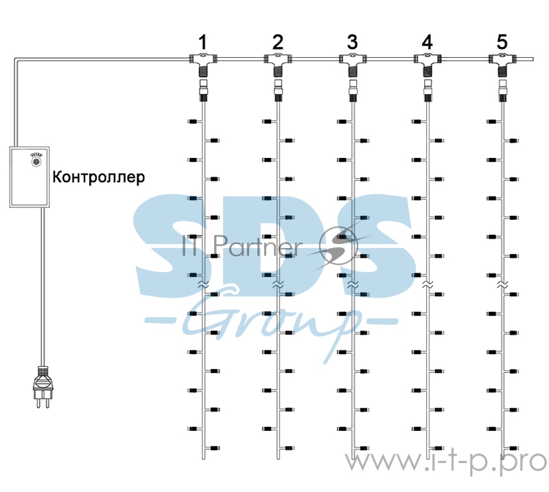 Гирлянда Светодиодный Дождь 2х9м, эффект водопада, прозрачный провод, 24В, диоды БЕЛЫЕ, 480 LED