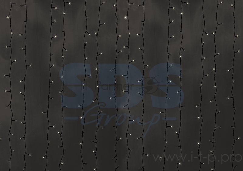 Гирлянда Светодиодный Дождь 2х6м, постоянное свечение, прозрачный провод, 230 В, диоды ТЕПЛЫЙ БЕЛЫЙ, 1140 LED ( партия 2020 - 768 LED)