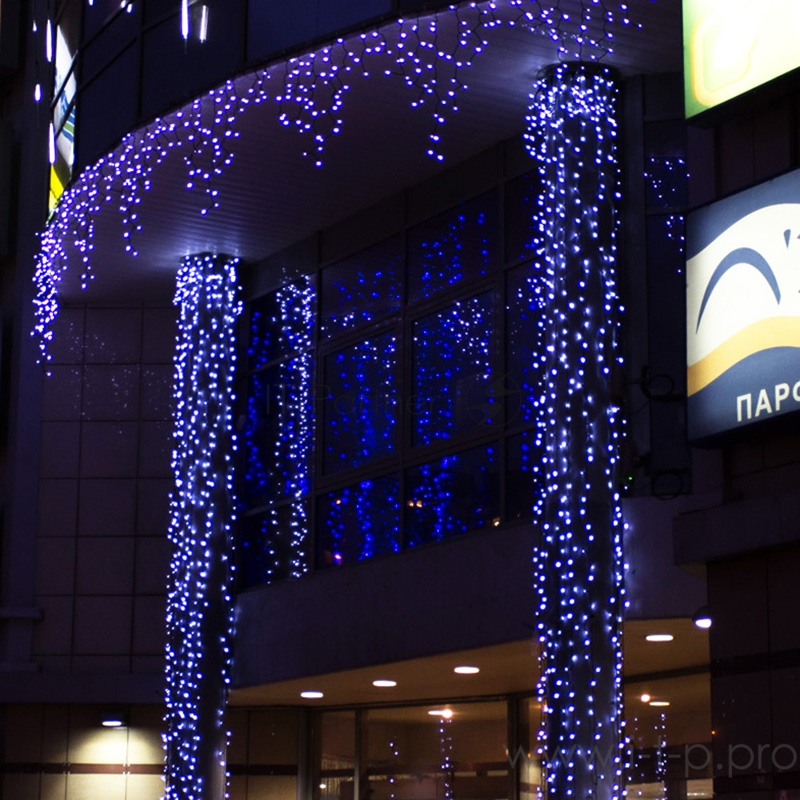 Гирлянда Светодиодный Дождь 2х6м, постоянное свечение, прозрачный провод, 230 В, диоды БЕЛЫЕ, 1140 LED