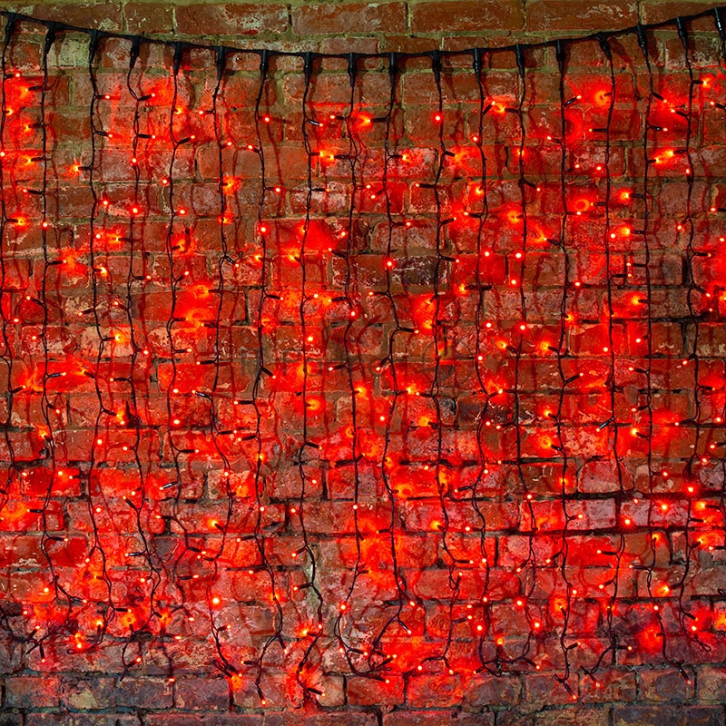 Гирлянда Светодиодный Дождь 2х3м, постоянное свечение, черный провод КАУЧУК, 230 В, диоды КРАСНЫЕ, 760 LED