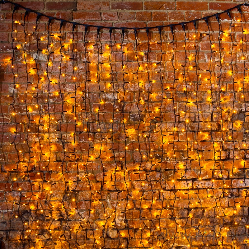 Гирлянда Светодиодный Дождь 2х3м, постоянное свечение, черный провод КАУЧУК, 230 В, диоды ЖЁЛТЫЕ, 760 LED