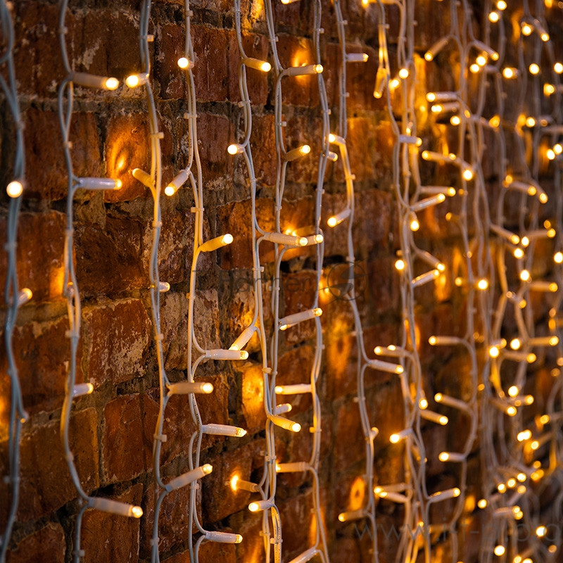 Гирлянда Светодиодный Дождь 2х1,5м, постоянное свечение, белый провод КАУЧУК, 230 В, диоды ТЕПЛЫЙ БЕЛЫЙ, 360 LED