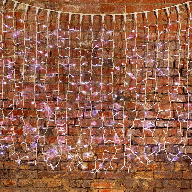 Гирлянда Светодиодный Дождь 2х1,5м, постоянное свечение, белый провод КАУЧУК, 230 В, диоды БЕЛЫЕ, 360 LED