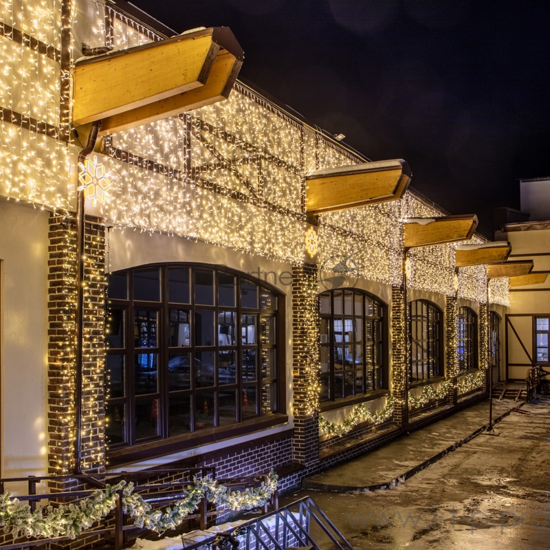 Гирлянда Светодиодный Дождь 2х3м, постоянное свечение, белый провод, 230 В, диоды ТЕПЛЫЙ БЕЛЫЙ, 760 LED