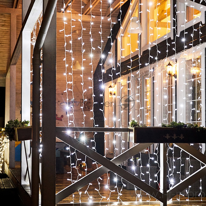 Гирлянда Светодиодный Дождь 2х3м, постоянное свечение, прозрачный провод, 230 В, диоды БЕЛЫЕ, 448 LED