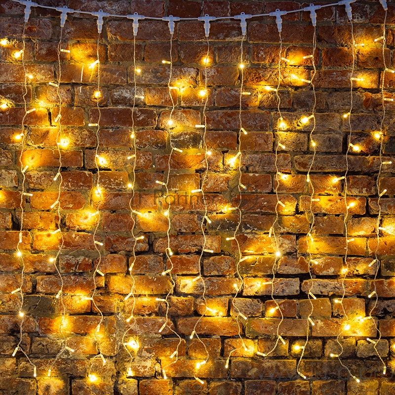 Гирлянда Светодиодный Дождь 2х3м, эффект мерцания, прозрачный провод, 230 В, диоды ТЕПЛЫЙ БЕЛЫЙ, 760 LED