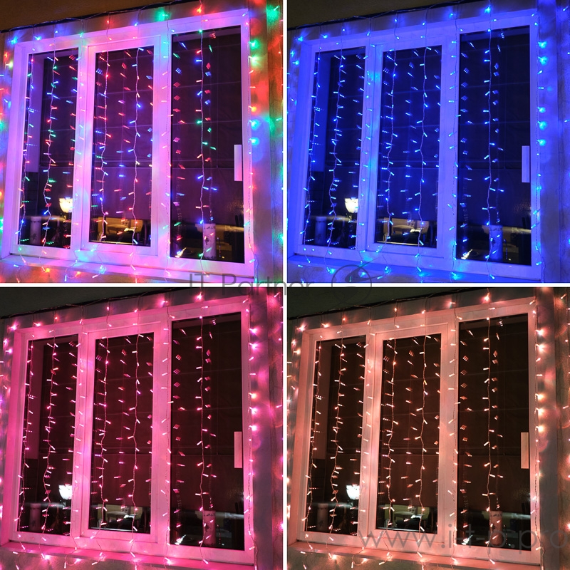 Гирлянда Светодиодный Дождь 2х2м, свечение с динамикой, прозрачный провод, 230 В, диоды RGB, 200 LED