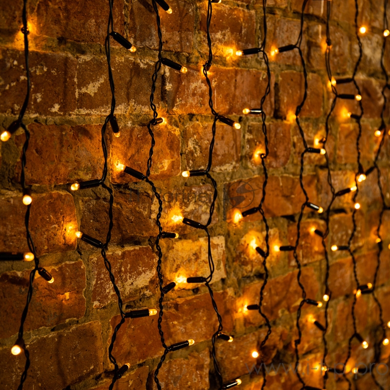 Гирлянда Светодиодный Дождь 2х1,5м, постоянное свечение, черный провод, 230 В, диоды ЖЁЛТЫЕ, 360 LED