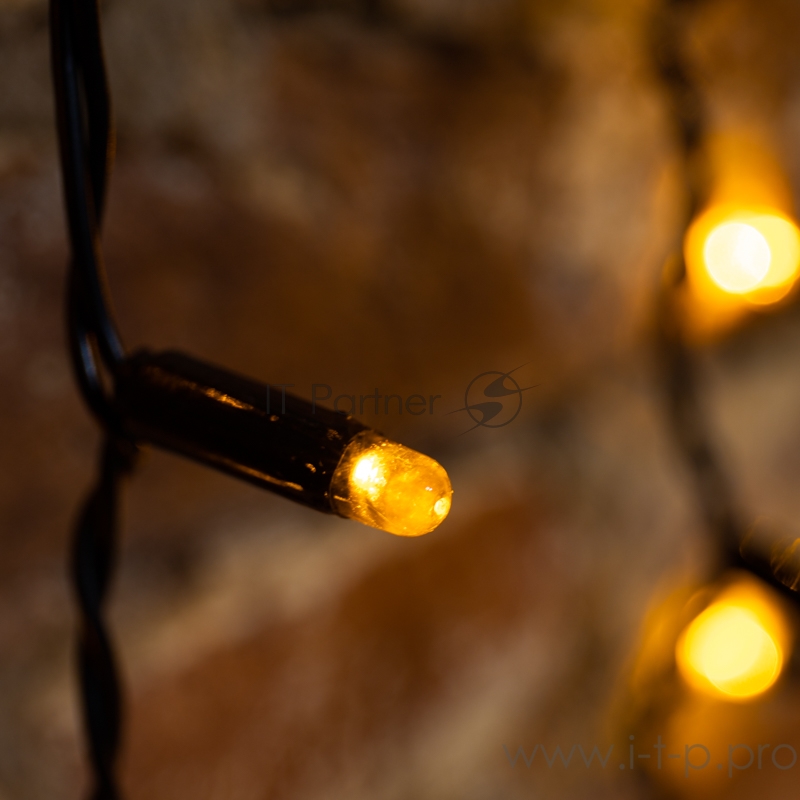 Гирлянда Светодиодный Дождь 2х1,5м, постоянное свечение, черный провод, 230 В, диоды ЖЁЛТЫЕ, 360 LED