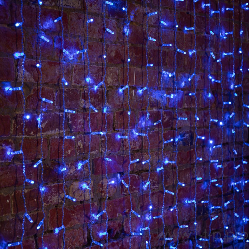 Гирлянда Светодиодный Дождь 2х1,5м, постоянное свечение, прозрачный провод, 230 В, диоды СИНИЕ, 192 LED