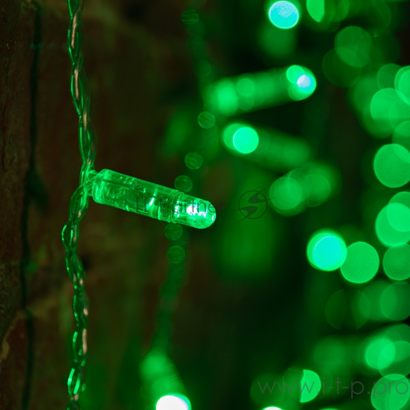 Гирлянда Светодиодный Дождь 2х1,5м, постоянное свечение, прозрачный провод, 230 В, диоды ЗЕЛЁНЫЕ, 360 LED