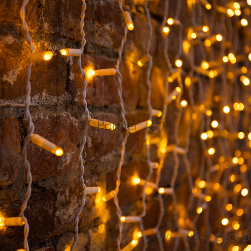 Гирлянда Светодиодный Дождь 2х1,5м, постоянное свечение, белый провод, 230 В, диоды ЖЁЛТЫЕ, 360 LED